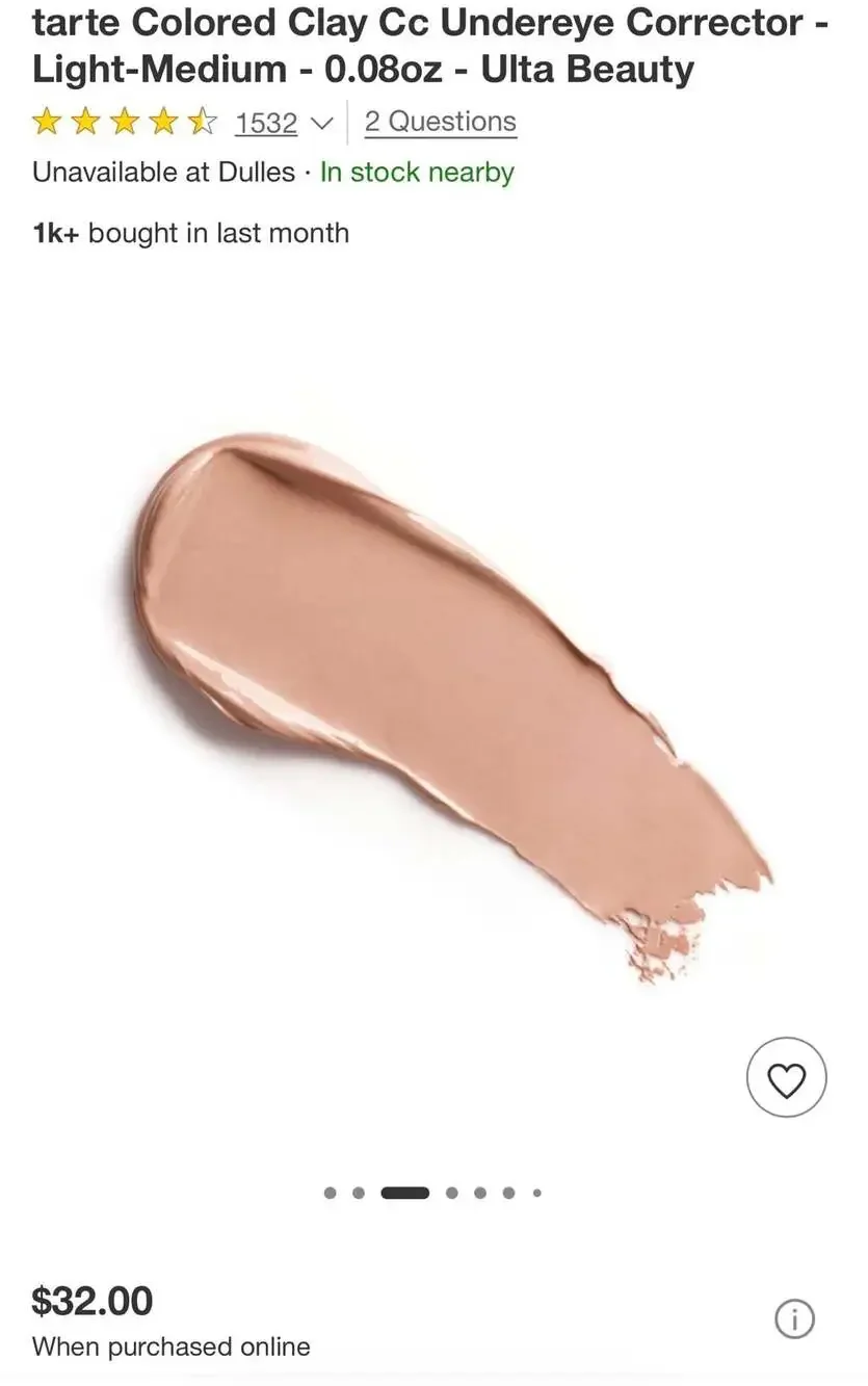 tarte Colored Clay CC Undereye Corrector Light-Medium Peach